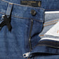 Dolce & Gabbana Blue Cotton High Waist Tapered Denim Jeans