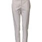 Dolce & Gabbana White Wool Mid Waist Tapered Trouser Pants