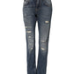 Dolce & Gabbana Blue Cotton Tattered Mid Waist Denim Jeans