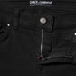Dolce & Gabbana Black Cotton Logo Skinny MidWaist Denim Jeans