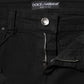 Dolce & Gabbana Black Cotton Logo Skinny Mid Waist Denim Jeans