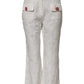 Dolce & Gabbana White Cotton Floral Jacquard Pants