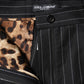Dolce & Gabbana Black Stripes High Waist Tapered Pants