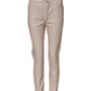 Elisabetta Franchi Beige High Waist Tapered Pants
