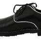 Dolce & Gabbana Black Leather White Line Dress Derby Shoes