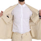 Romeo Gigli Two Piece 3 Button Beige Cotton Solid Suit
