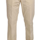 Romeo Gigli Two Piece 3 Button Beige Cotton Solid Suit