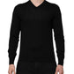 Dolce & Gabbana Black Cashmere V-Neck Long Sleeves T-shirt
