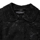 Dolce & Gabbana Black Floral Lace Cotton Collared Jacket