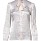 Dolce & Gabbana White Ascot Collar Long Sleeve Blouse Top