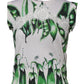 Dolce & Gabbana White Green Pea Print Sleeveless Blouse Top