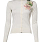 Dolce & Gabbana White Silk Lily Embellished Cardigan Sweater