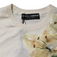 Dolce & Gabbana White Silk Lily Embellished Pullover Sweater