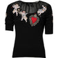 Dolce & Gabbana Black Sacred Heart Embroidered Crewneck Top