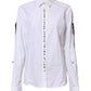 Dolce & Gabbana White Crystal Embellished Collared Shirt Top