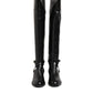Elisabetta Franchi Black Leather Buckled High Boots Shoes