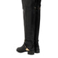 Elisabetta Franchi Black Leather Buckled High Boots Shoes