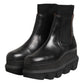 Sacai Black Chelsea Leather Pull On Women Ankle Boots Shoes