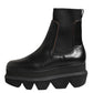 Sacai Black Chelsea Leather Pull On Women Ankle Boots Shoes