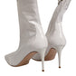 Elisabetta Franchi White Stiletto Heels Mid Calf Boots Shoes