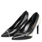 Saint Laurent White Black Leather Pointed Toe Heels Shoes