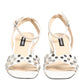 Nine West White Block Heeled Studded Wrap Strap Sandals Shoes