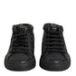 HIDE & JACK Black Leather Lace Up Mid Top Sneakers Shoes