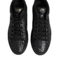 HIDE & JACK Black Leather Lace Up Mid Top Sneakers Shoes