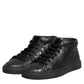 HIDE & JACK Black Leather Lace Up Mid Top Sneakers Shoes