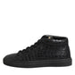 HIDE & JACK Black Leather Lace Up Mid Top Sneakers Shoes