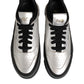 HIDE & JACK Silver Leather Lace Up Low Top Sneakers Shoes