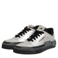HIDE & JACK Silver Leather Lace Up Low Top Sneakers Shoes