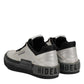 HIDE & JACK Silver Leather Lace Up Low Top Sneakers Shoes