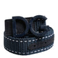 Dolce & Gabbana Blue White Cotton DG Logo Metal Buckle Belt