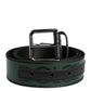 Dolce & Gabbana Green Black Polyester DG Logo Buckle Belt