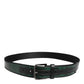 Dolce & Gabbana Green Black Polyester DG Logo Buckle Belt