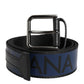 Dolce & Gabbana Blue Black Polyester Metal Buckle Belt