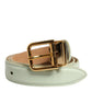 Dolce & Gabbana Light Green Leather Gold Metal Buckle Belt
