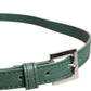 Dolce & Gabbana Dark Green Leather Silver Metal Buckle Belt