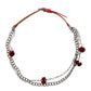 Dolce & Gabbana Red Leather Silver Chain Floral Cintura Belt