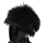 Dolce & Gabbana Black Tibet Lamb Fur Leather Gatsby Hat