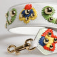 Dolce & Gabbana White Calfskin Raffia Embroidered Patchwork Shoulder Strap