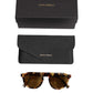 Dolce & Gabbana Brown Acetate Round Leopard Print Eyewear Sunglasses