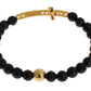 Nialaya Agate Stone Gold CZ Cross 925 Silver Bracelet