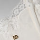 Dolce & Gabbana White Lace Gold DG Logo Silk Dress Sleepwear