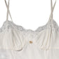Dolce & Gabbana White Lace Gold DG Logo Silk Dress Sleepwear