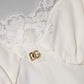 Dolce & Gabbana White Lace Gold DG Logo Silk Dress Sleepwear