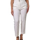 Dolce & Gabbana White Wool High Waist Tapered Pants