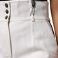 Dolce & Gabbana White Wool High Waist Tapered Pants