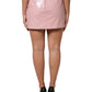 Dolce & Gabbana Glossy Pink Cotton Mid Waist Mini Skirt